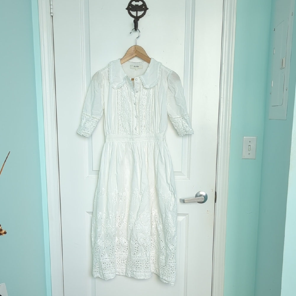 White Eyelet And Open Detailing Lightweight Dress